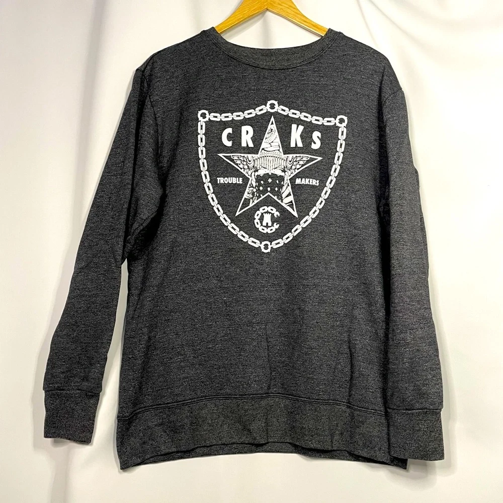 Crooks & Castles heather grey crew neck graphic sweatshirt sz XL